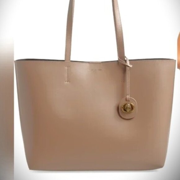 KURT GEIGER Chelsea Genuine Taupe Color Leather Shopper Bag with Pouch - Picture 2 of 10